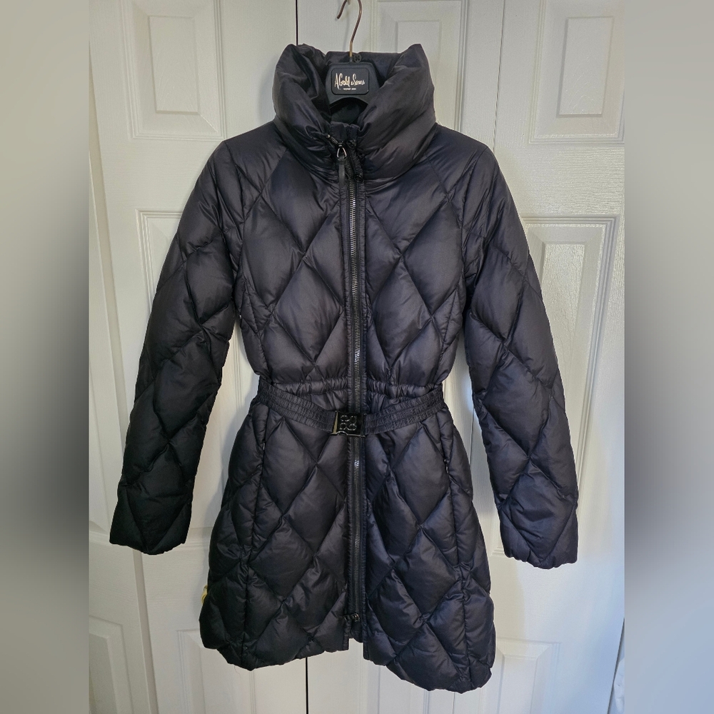 Coach Duck Down Quilted Belted Long Puffer Coat Black XS - Picture 2 of 16